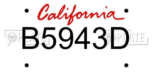 B5943D California License Plate