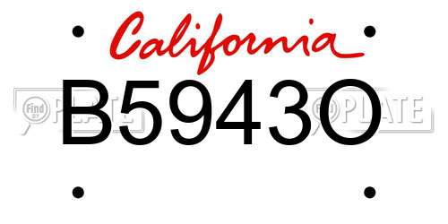 B5943O California License Plate