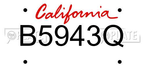 B5943Q California License Plate