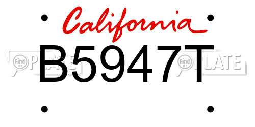 B5947T California License Plate