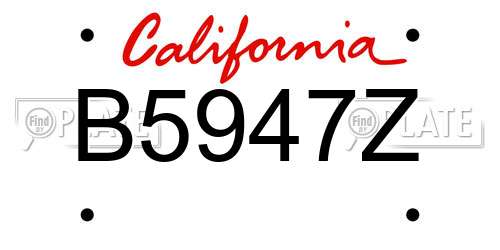 B5947Z California License Plate