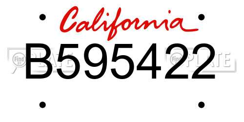 B595422 California License Plate