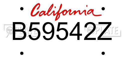 B59542Z California License Plate