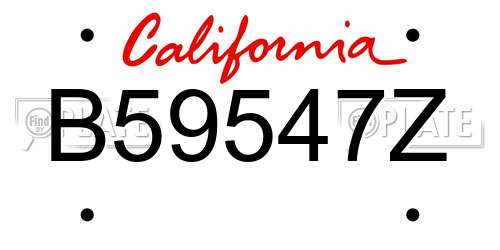 B59547Z California License Plate