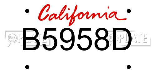B5958D California License Plate