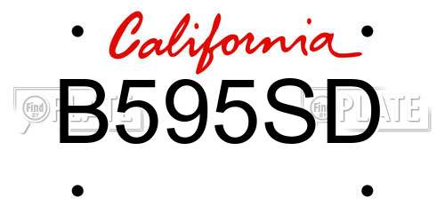 B595SD California License Plate
