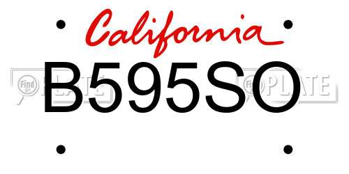 B595SO California License Plate