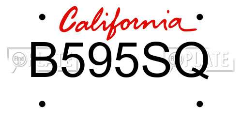 B595SQ California License Plate