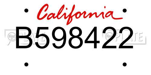 B598422 California License Plate