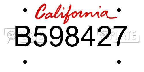 B598427 California License Plate