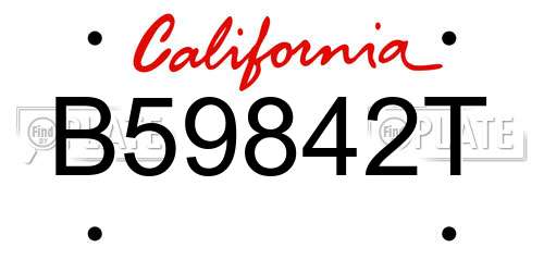 B59842T California License Plate