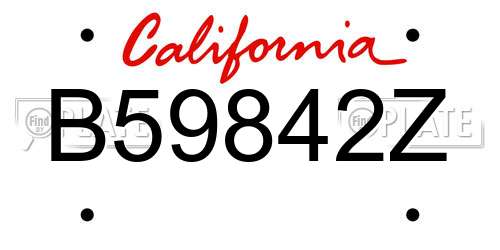 B59842Z California License Plate