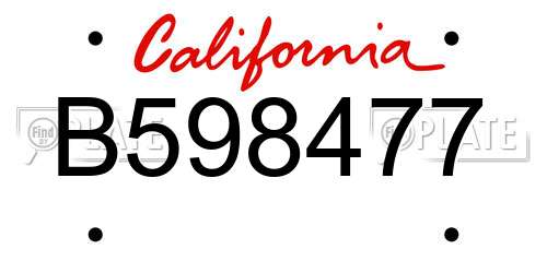 B598477 California License Plate