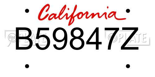 B59847Z California License Plate