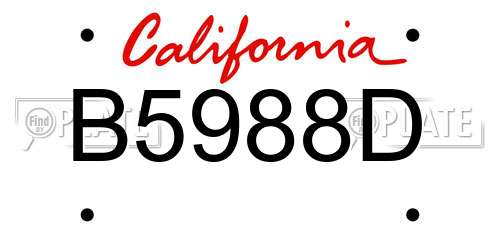 B5988D California License Plate