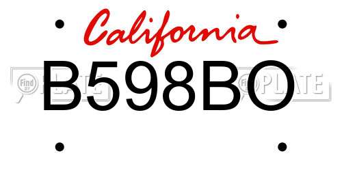 B598BO California License Plate