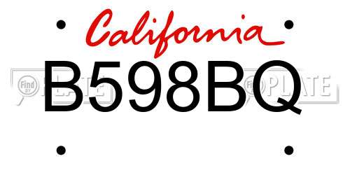 B598BQ California License Plate