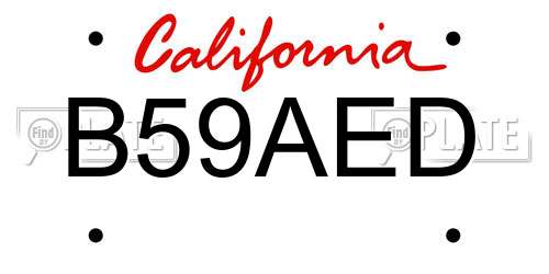 B59AED California License Plate