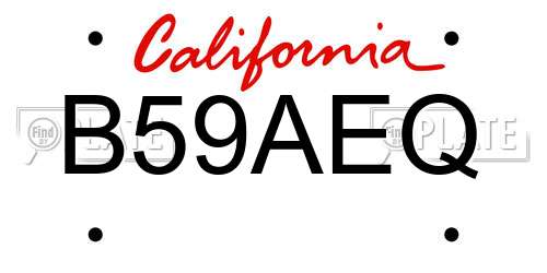 B59AEQ California License Plate