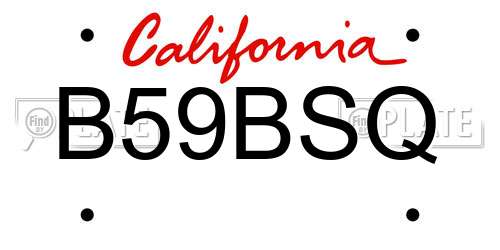 B59BSQ California License Plate