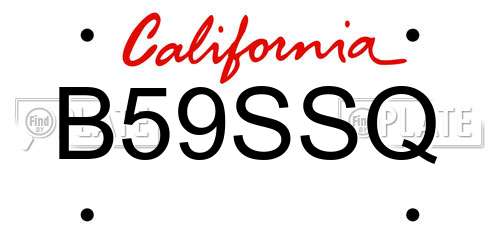 B59SSQ California License Plate