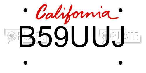 B59UUJ California License Plate