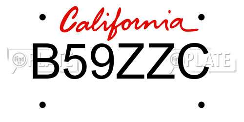 B59ZZC California License Plate