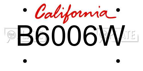 B6006W California License Plate