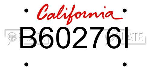 B60276I California License Plate