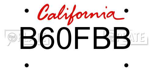 B60FBB California License Plate