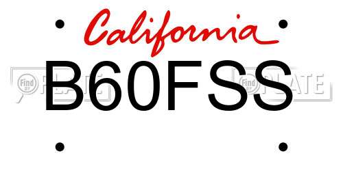 B60FSS California License Plate