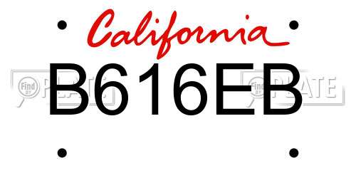B616EB California License Plate