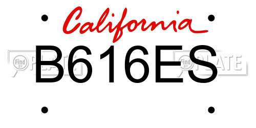 B616ES California License Plate