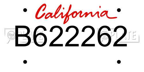 B622262 California License Plate