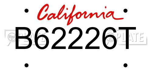B62226T California License Plate