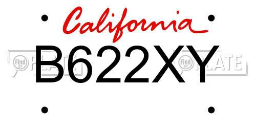 B622XY California License Plate