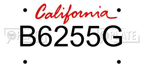 B6255G California License Plate