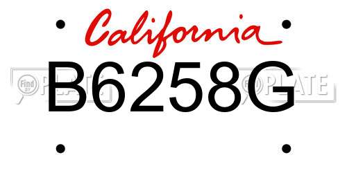 B6258G California License Plate