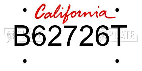 B62726T California License Plate
