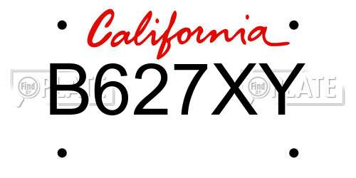 B627XY California License Plate