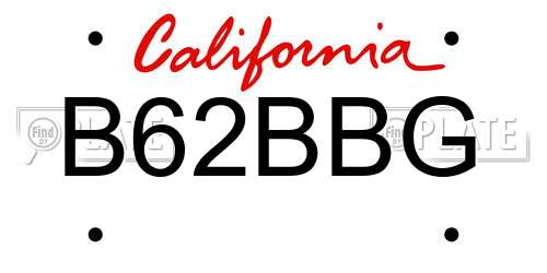 B62BBG California License Plate