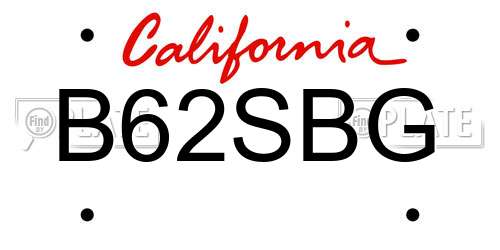 B62SBG California License Plate