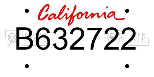 B632722 California License Plate