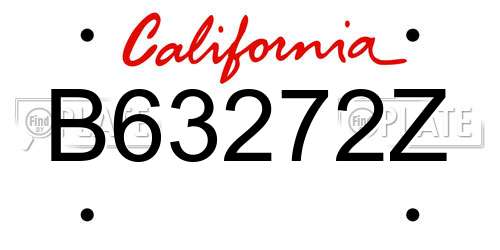 B63272Z California License Plate