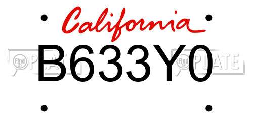 B633Y0 California License Plate