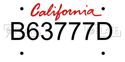 B63777D California License Plate