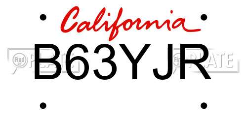 B63YJR California License Plate