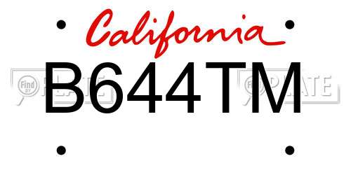 B644TM California License Plate