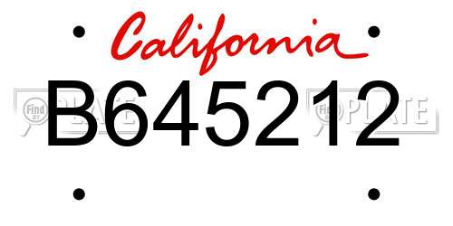 B645212 California License Plate