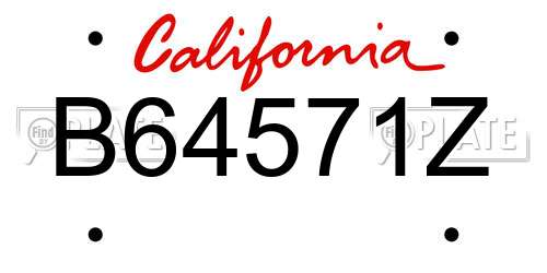 B64571Z California License Plate